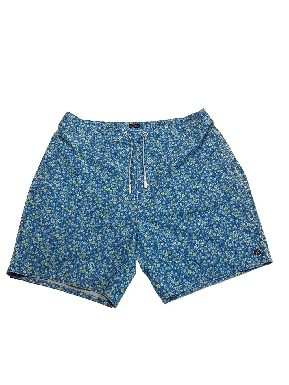 Johnnie-O Men's Blue Tyndall Floral Graphic Print Swim Trunks Size Large